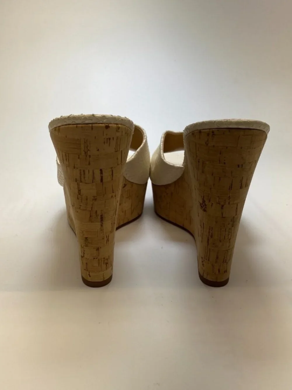 Veronica Beard Women Dali Python Embossed Leather White Wedge Sandal Sz 10